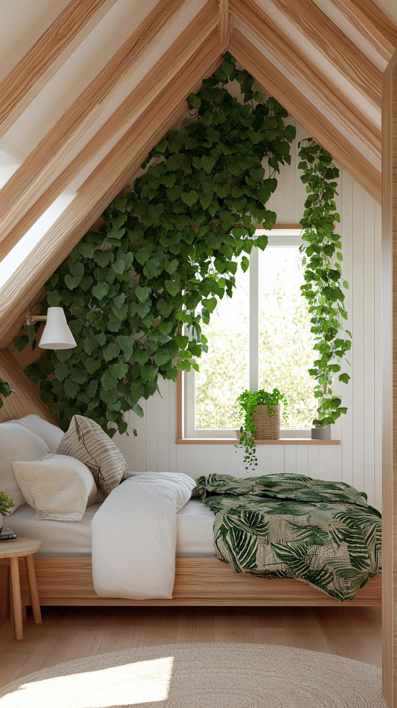 10. Create a nature-inspired retreat with leaf motifs, hand-crafted wooden furniture, and earthy tones-2