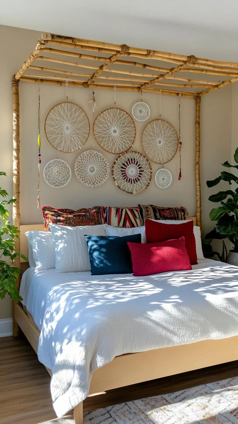11. Dream Catcher Installation: Hang an array of dream catchers in various sizes and colors above the bed as a focal point-1