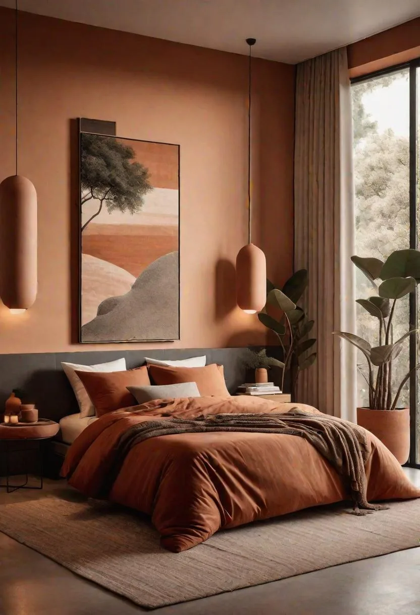 18. Earthy modern centered around terracotta shades and organic decor pieces-1