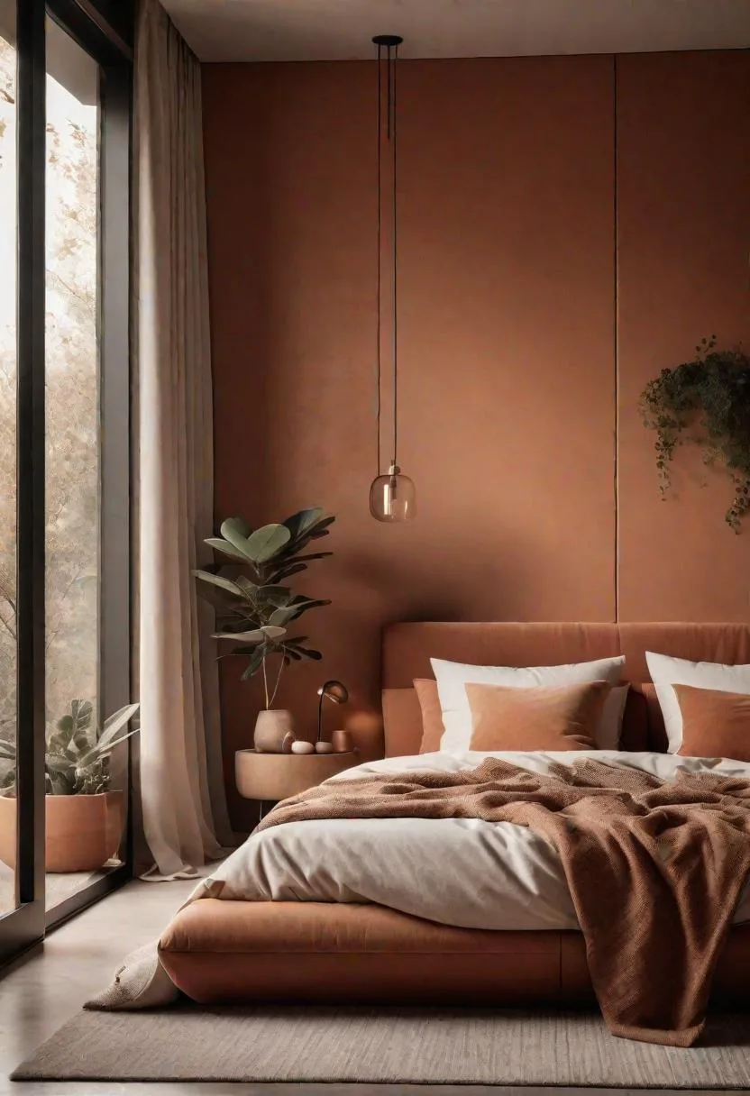 18. Earthy modern centered around terracotta shades and organic decor pieces-2