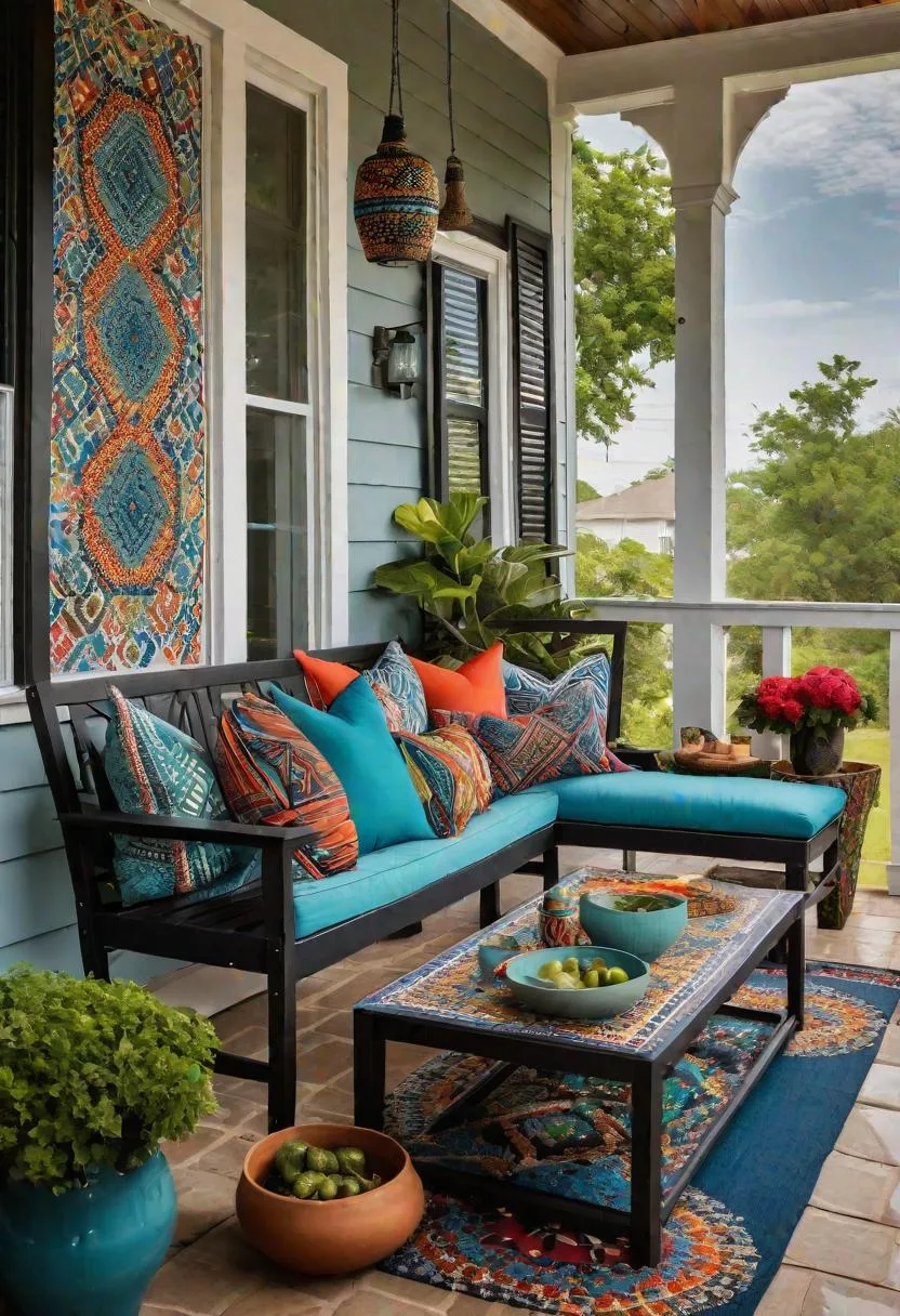 20. Eclectic mix: Combine bold ethnic patterns with an assortment of mismatched pillows and furniture-2