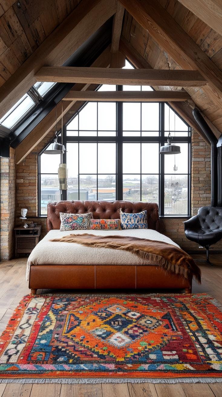 8. Embrace loft living by combining industrial elements like metal piping with cozy wool and leather accents-2