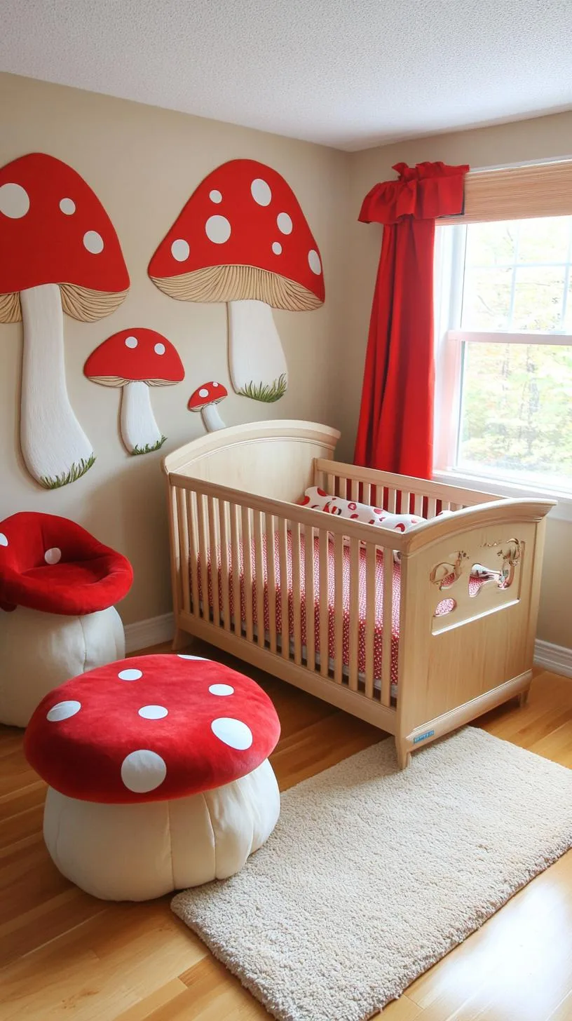 5. Enchanted Mushroom Lodge with Polka Dot Patterns and Red Accents-1
