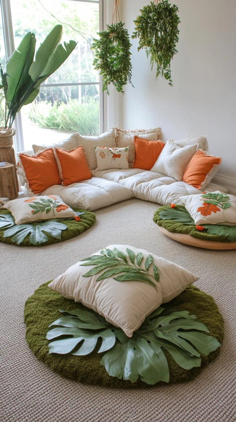 20. Forest Floor Hideout with Textured Rugs and Leafy Accents-0