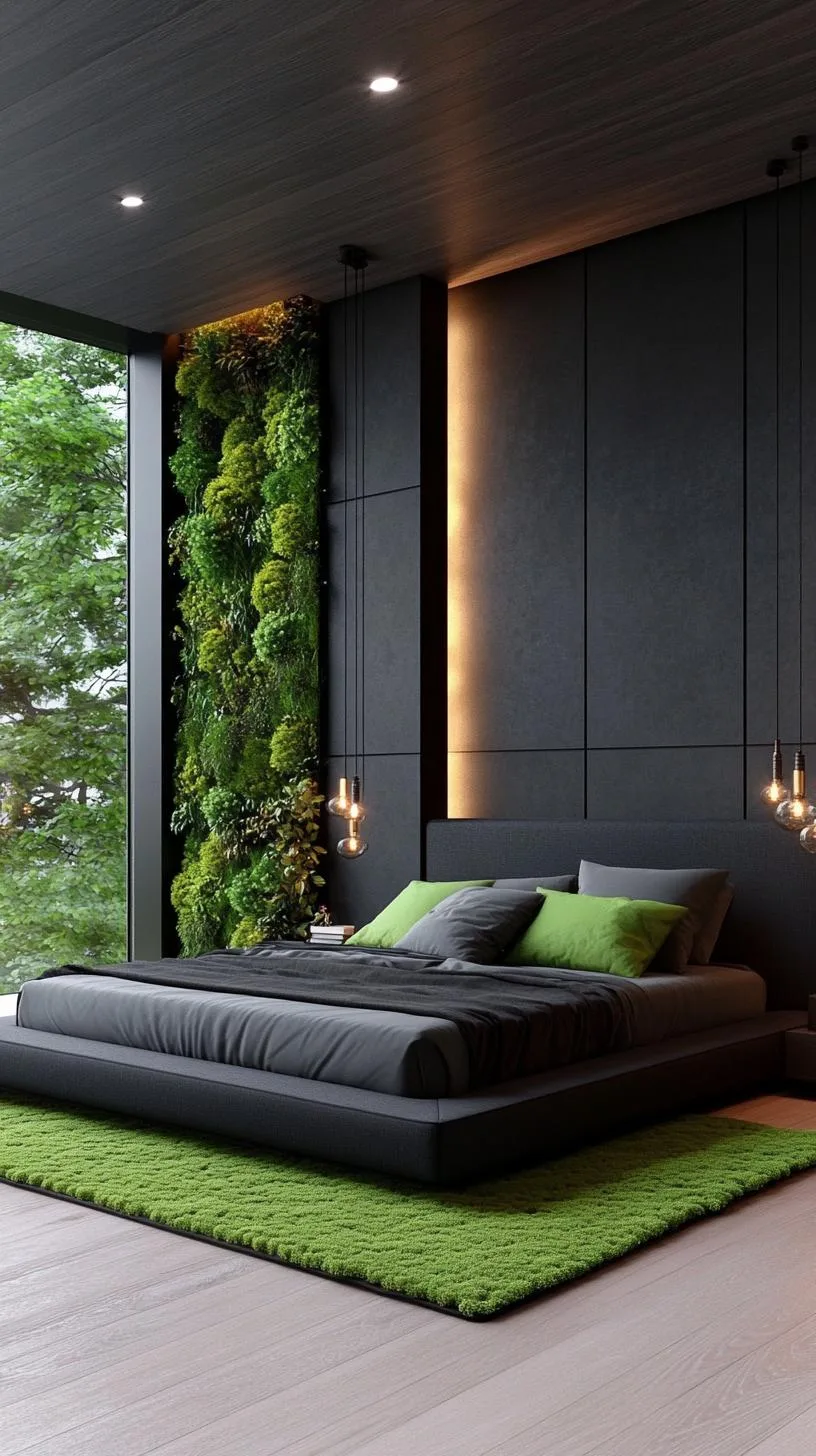 4. Forest Noir: Pair dark wood flooring with green moss rugs and black wall art-1