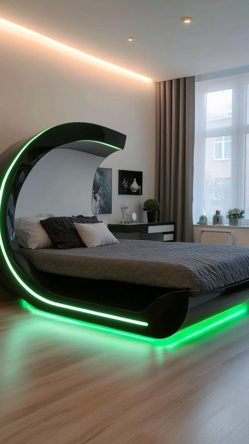20. Futuristic Flora: Combine LED green lights with glossy black surfaces for a space-age floral effect-1