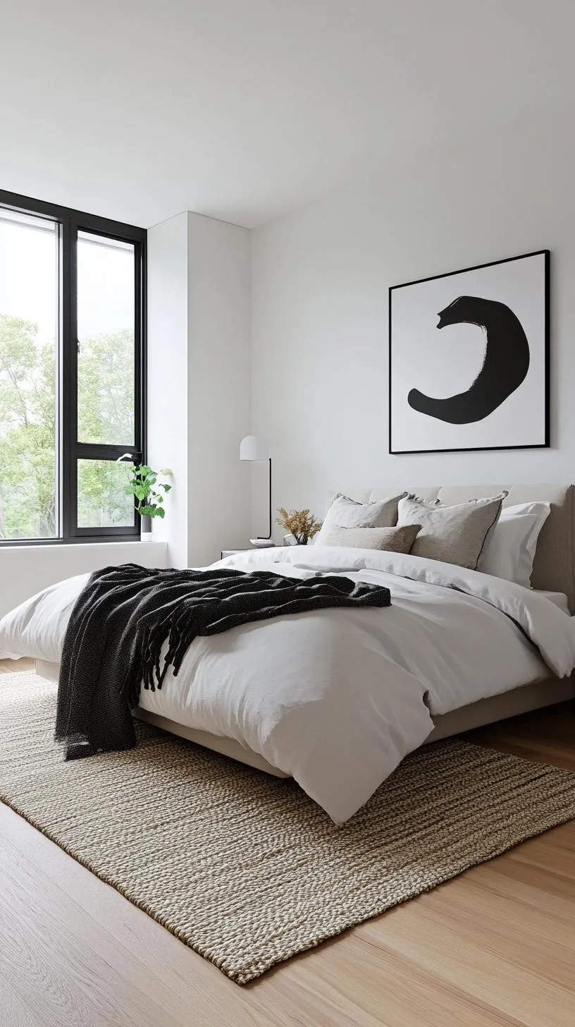 20 New Minimalist Bedroom Ideas to Inspire Your 2025 Refresh 39 7. Geometric Modernism: Feature sharp, clean lines with geometric décor accents in a white and black palette-2