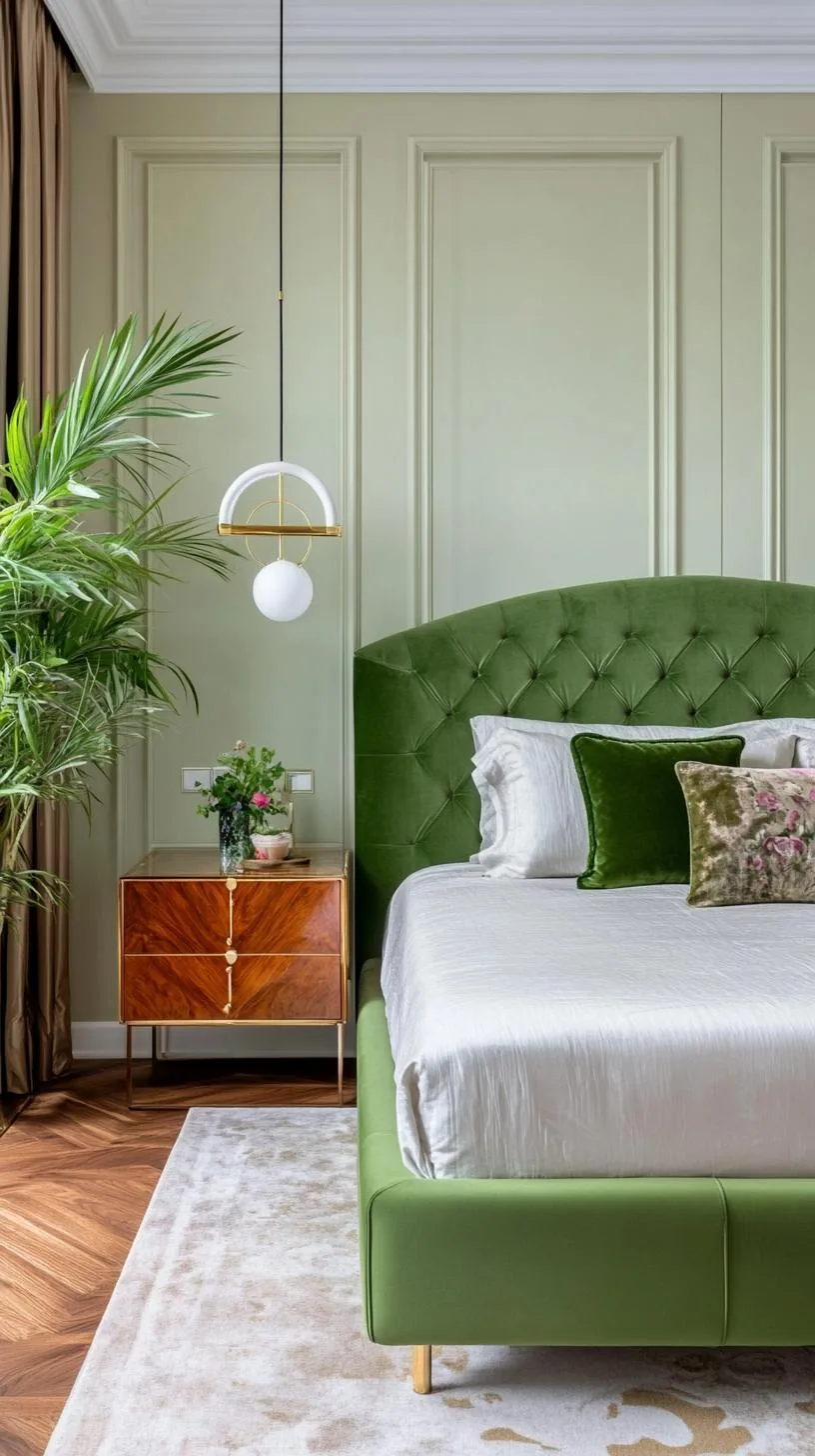 23 Stunning Olive Green Bedroom Ideas You'll Absolutely Love 61 7. Glamorous Olive Green and Velvet with Brass Fixtures-2