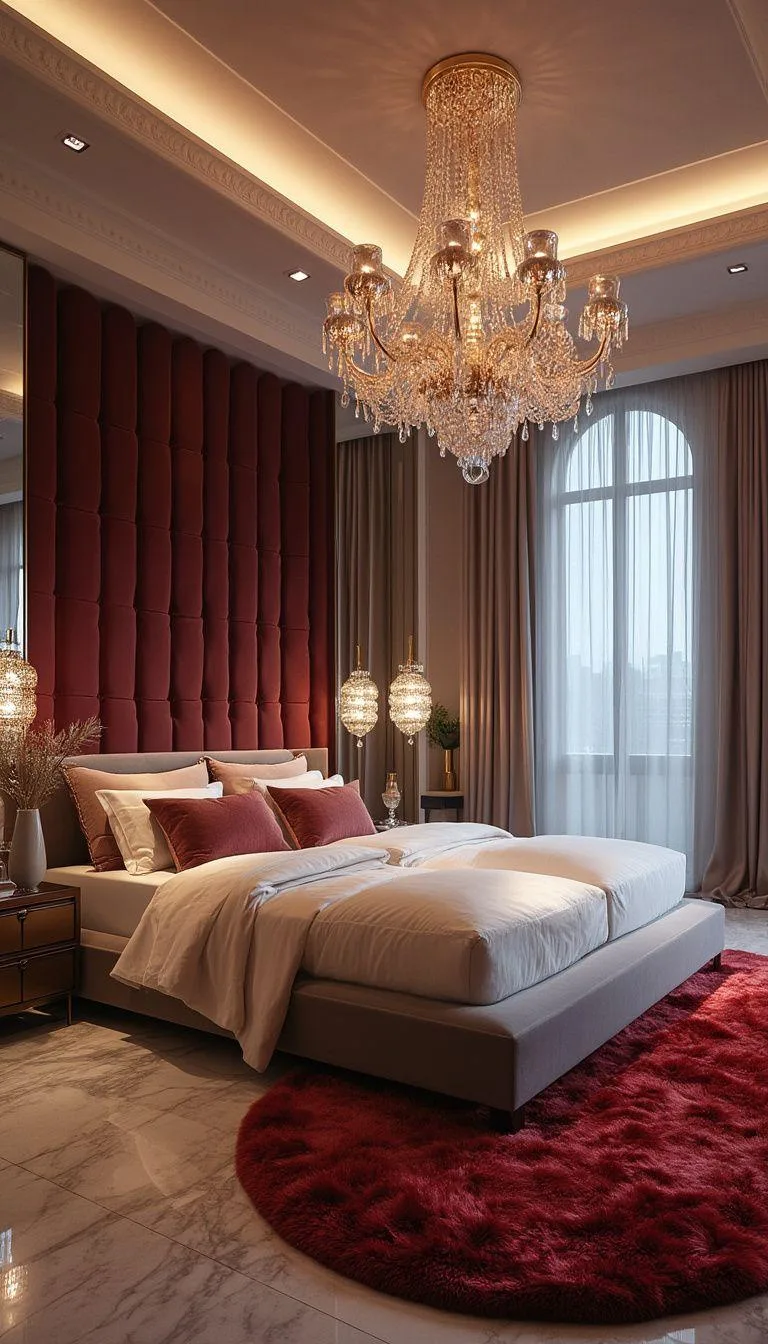 15. Glamorous modern with crystal fixtures, plush rugs, and rich jewel tones-0