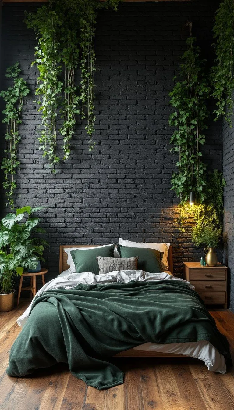 10. Industrial Envy: Expose black brick walls with ivy or climbing plants for that rustic loft impression-1