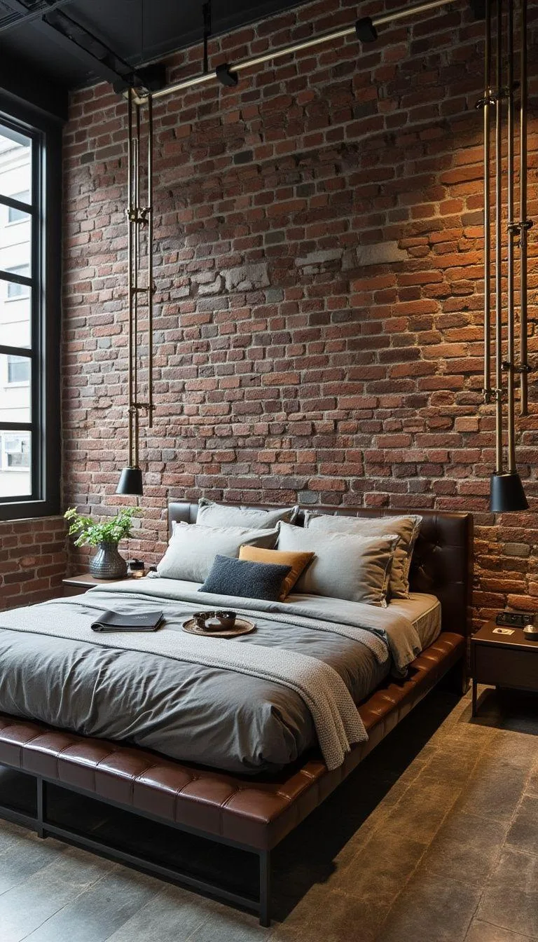 2. Industrial chic with exposed brick, metal elements, and leather accents-0