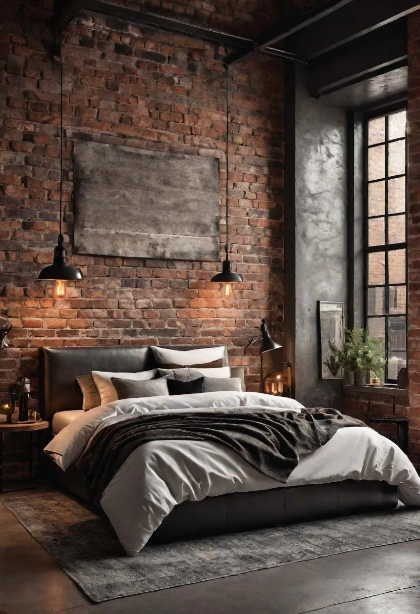 2. Industrial chic with exposed brick, metal elements, and leather accents-3