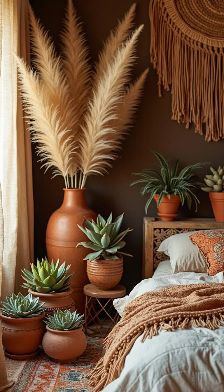 13. Integrate pampas grass and succulents in terracotta pots for an earthy, desert vibe-0