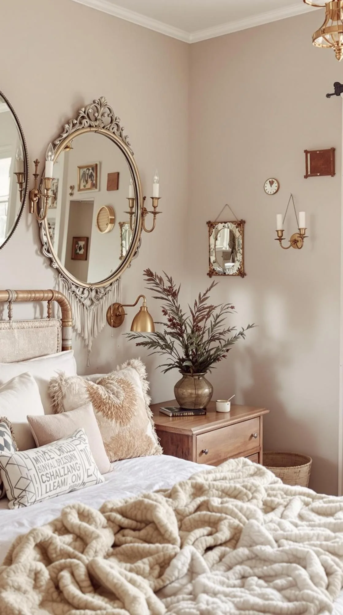 12. Introduce brass accents through vintage-inspired mirrors and light fixtures to add a touch of glam-1