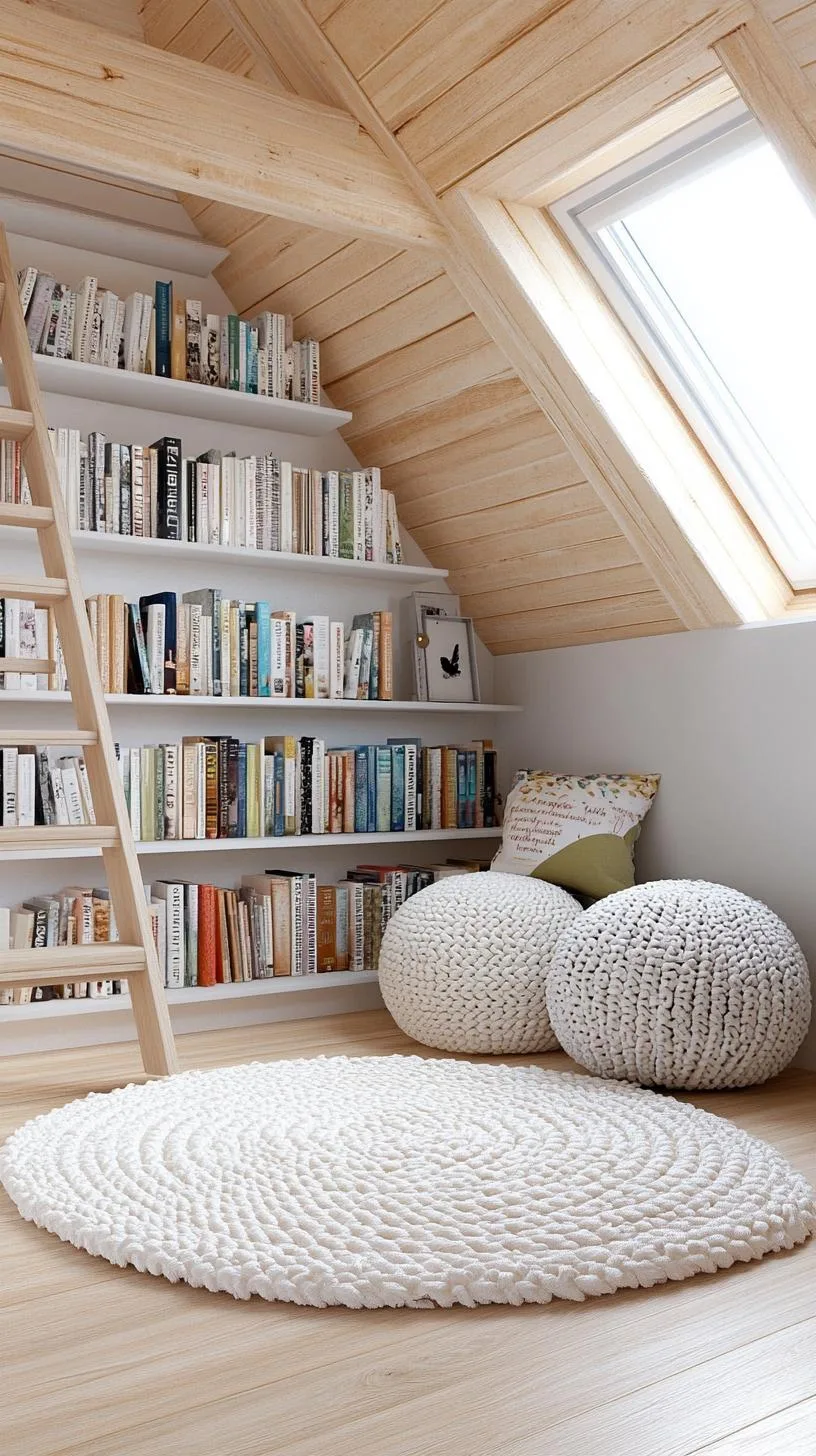 14. Ladder-Accessible Library Loft: Use a loft-style mini-library accessible by a compact ladder-2