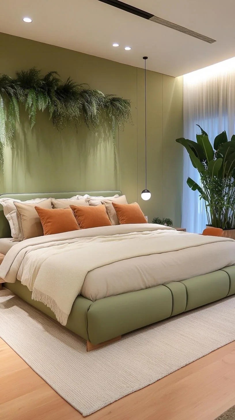 23 Stunning Olive Green Bedroom Ideas You'll Absolutely Love 168 19. Luxurious Olive Green Bedroom with Plush Textures and Dimmed Lighting-0