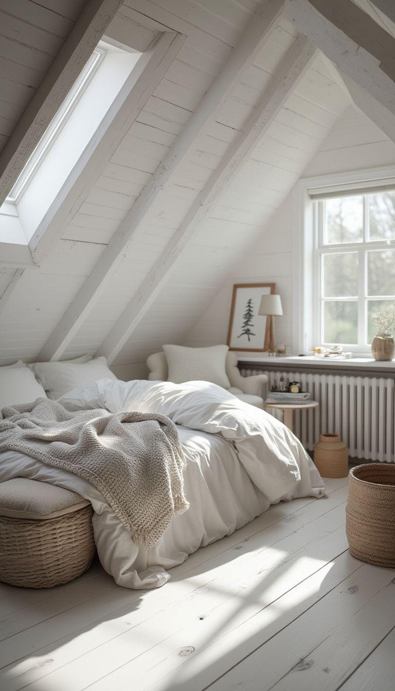 1. Maximize light with whitewashed walls and a skylight for a Scandinavian feel-0