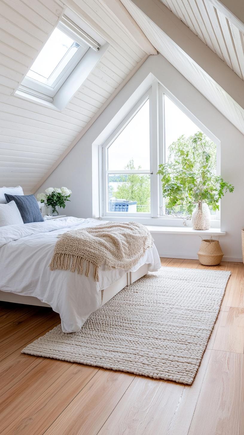 1. Maximize light with whitewashed walls and a skylight for a Scandinavian feel-1