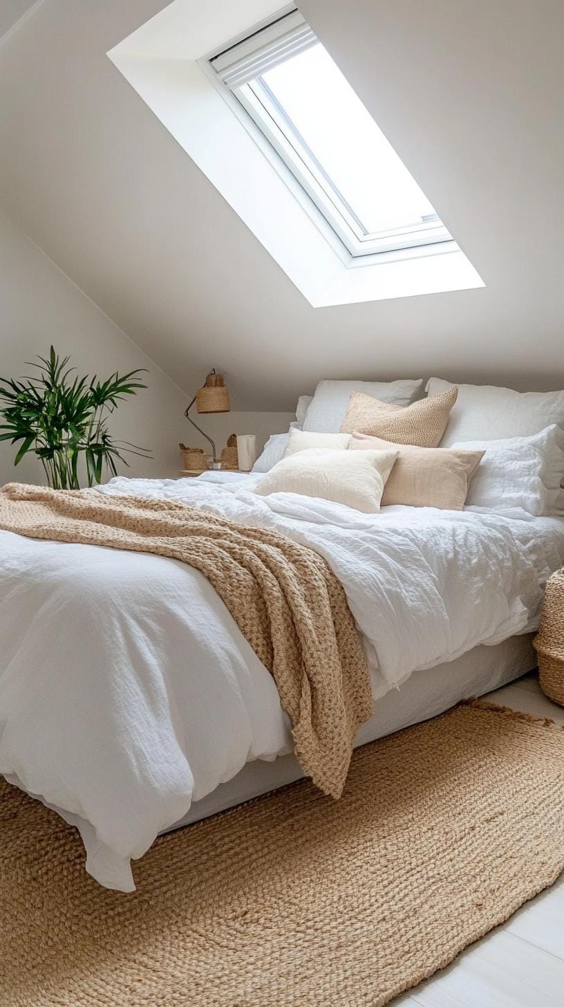 1. Maximize light with whitewashed walls and a skylight for a Scandinavian feel-2