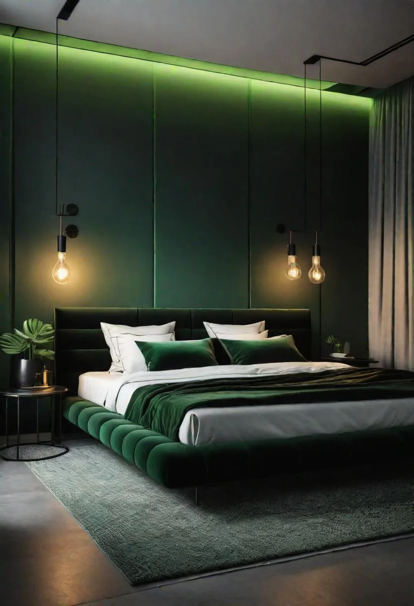 12. Minimalist Mocha Mix: Format an uncluttered room with green-tinted light bulbs and matte black finishes-0