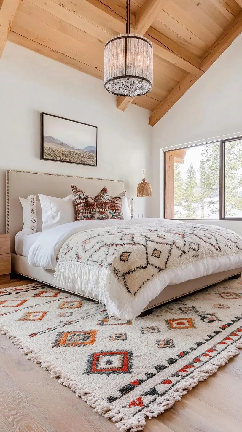 1. Mix Southwestern patterns with neutral tones—use a Navajo rug as the focal point on rustic wooden flooring-1
