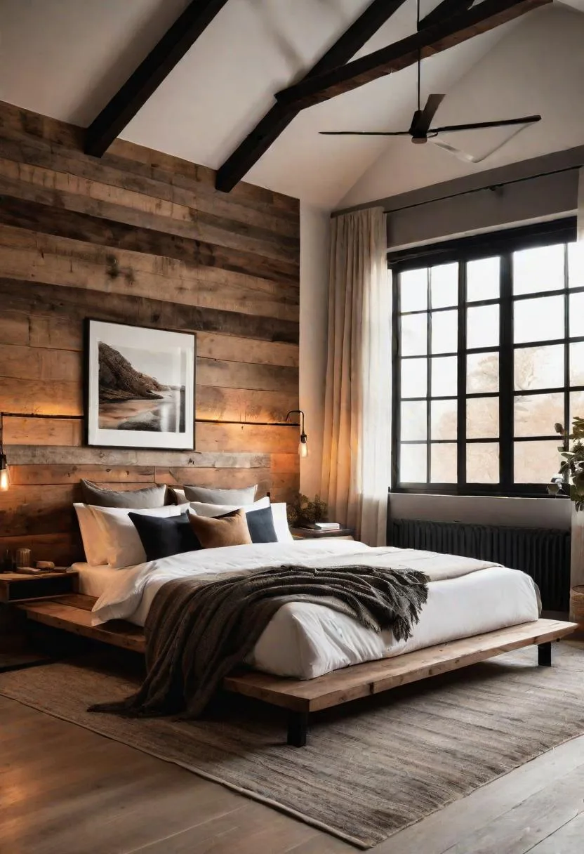 9. Modern rustic fusion with reclaimed wood details and soft, earthy textiles-0