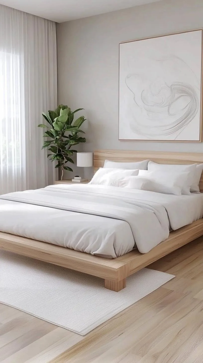 20 New Minimalist Bedroom Ideas to Inspire Your 2025 Refresh 4 1. Monochrome Zen: Use shades of white and light gray with natural wooden elements for a serene ambiance-2