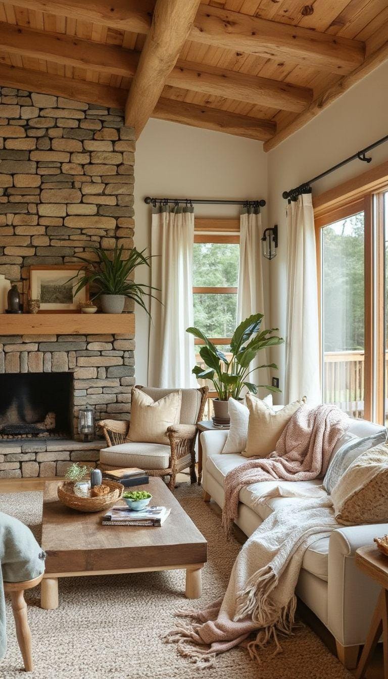 22. Natural Nurture: Spark organic elements using wood-paneled floors, stone exteriors, and sandy-colored fabrics to enhance a space of serenity-0