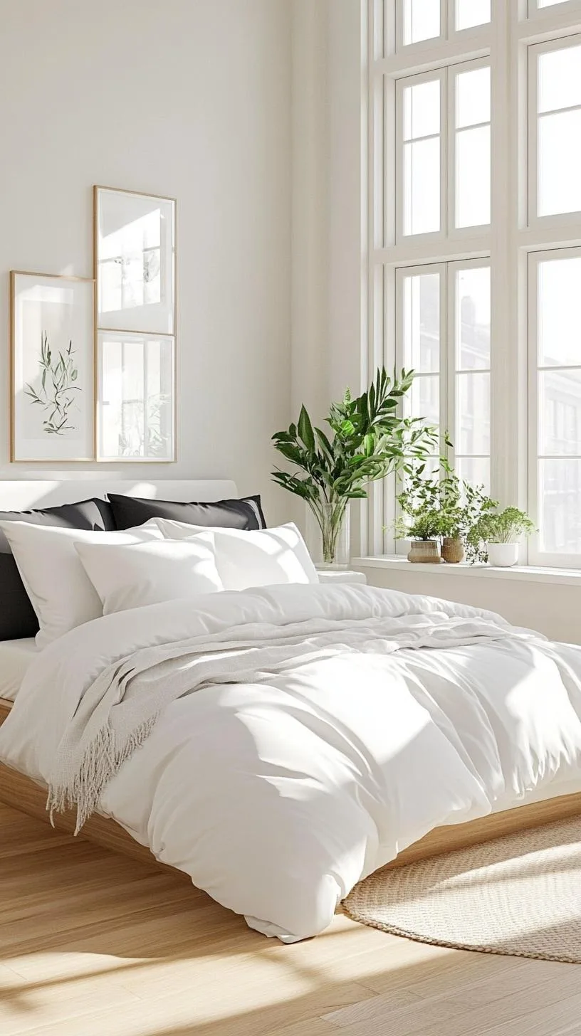 20 New Minimalist Bedroom Ideas to Inspire Your 2025 Refresh 33 6. Nordic Winter Warmth: Use cool whites with deep navy or charcoal to create cozy starkness-1