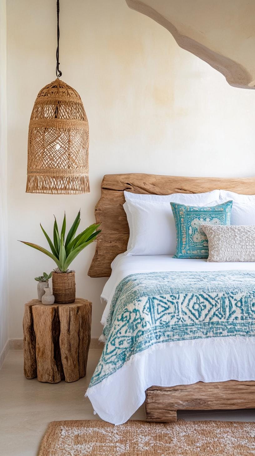 3. Ocean Escape: Seamlessly incorporate sea glass blues with driftwood-inspired furniture and hanging lanterns-0