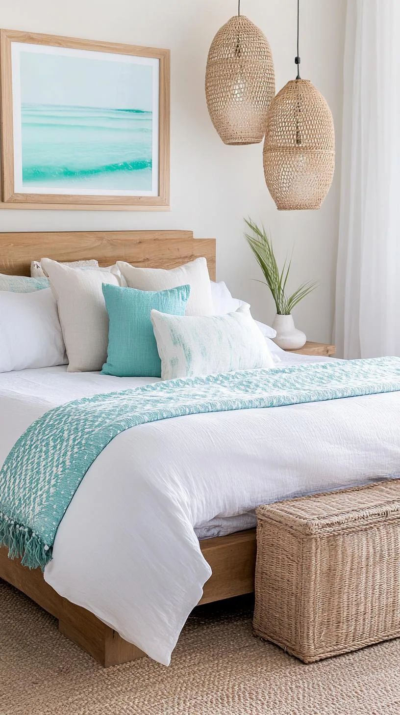 3. Ocean Escape: Seamlessly incorporate sea glass blues with driftwood-inspired furniture and hanging lanterns-2
