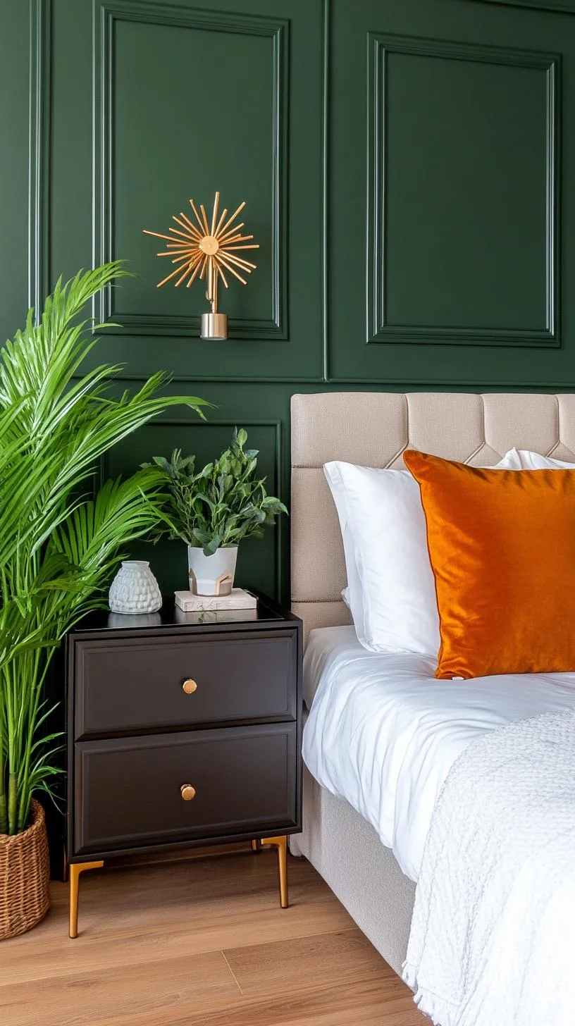 23 Stunning Olive Green Bedroom Ideas You'll Absolutely Love 133 15. Olive Green Art Deco Bedroom with Intricate Metalwork and Bold Accents-1