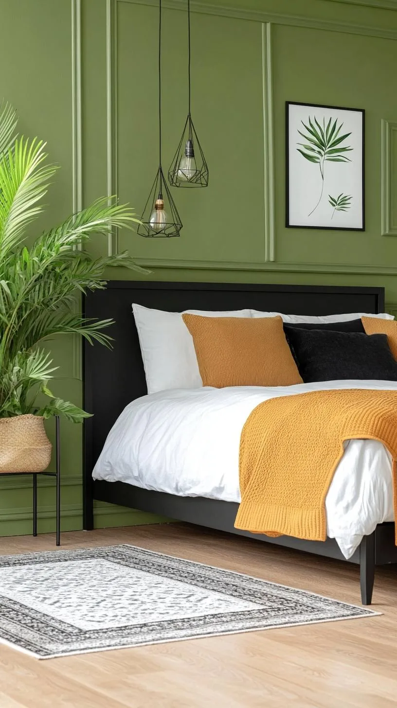 23 Stunning Olive Green Bedroom Ideas You'll Absolutely Love 179 20. Olive Green and Black Monochromatic Minimalist Bedroom-2