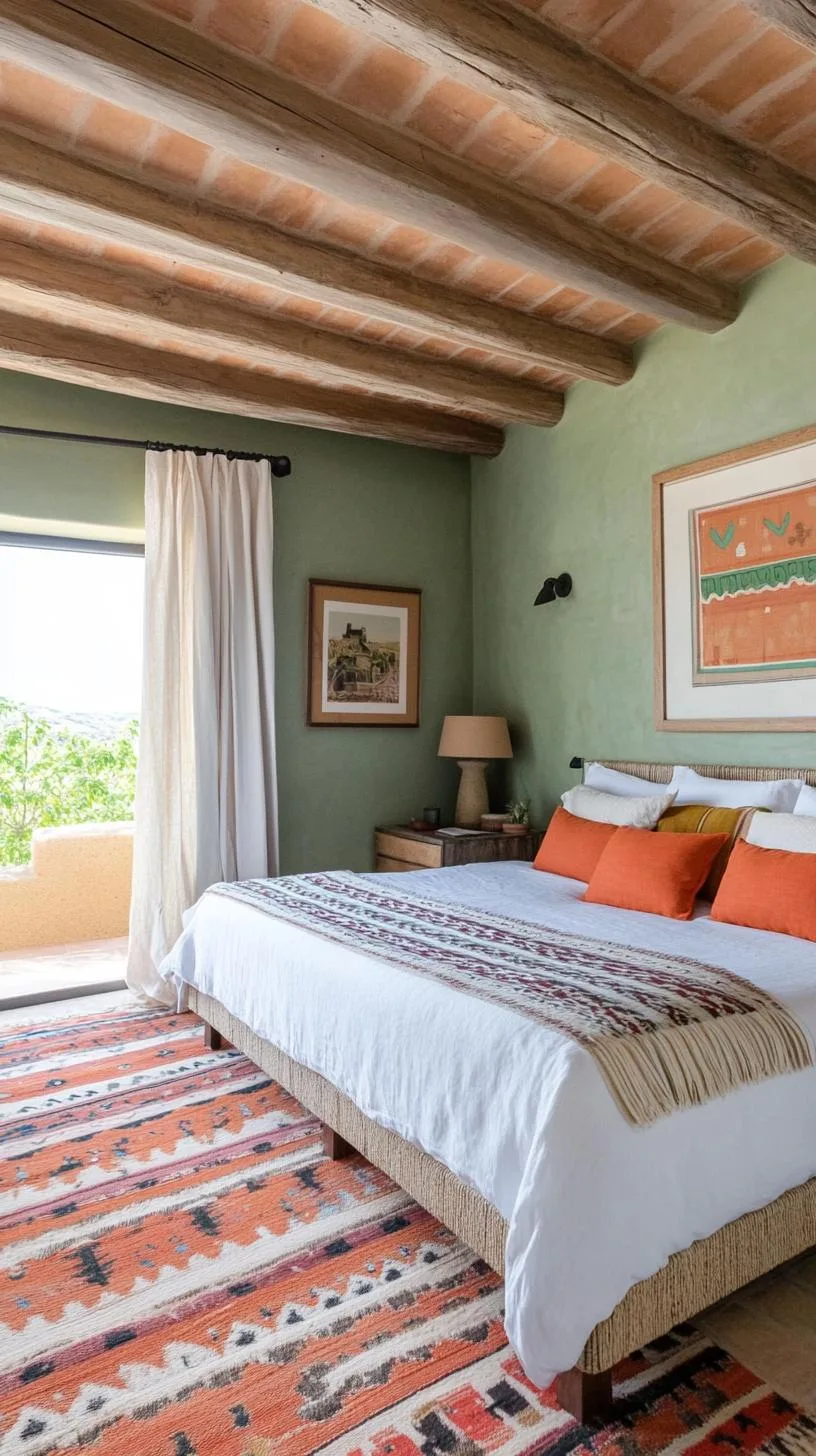 23 Stunning Olive Green Bedroom Ideas You'll Absolutely Love 103 11. Olive Green and Terracotta Mediterranean Style Bedroom-2