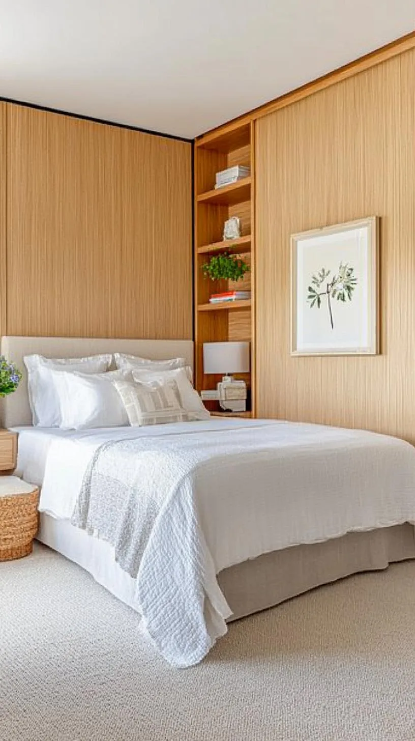 20 New Minimalist Bedroom Ideas to Inspire Your 2025 Refresh 70 12. Open Space Living: Create an expansive, tidy look with open shelving and hidden storage-1