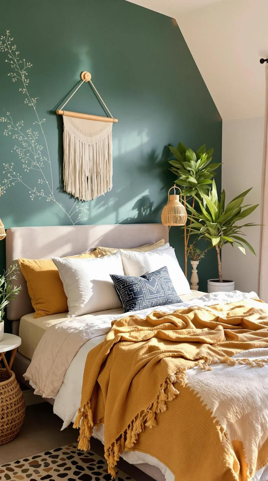 15. Painted Accent Wall: Add vibrancy with a painted wall in sunwashed hues like sienna or mustard to off-balance neutral tones-0
