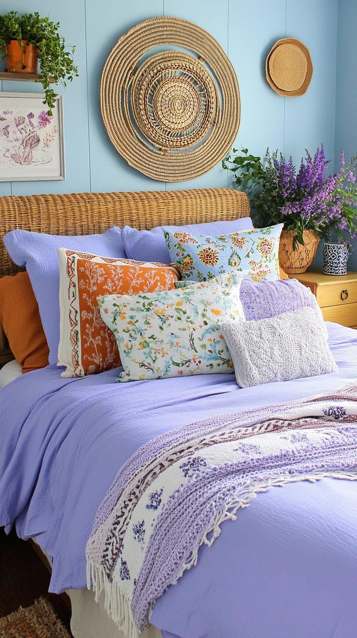 15. Pastel Reverie: Blend pastel blues with lavender and earthy browns for an inviting, eclectic mix-3