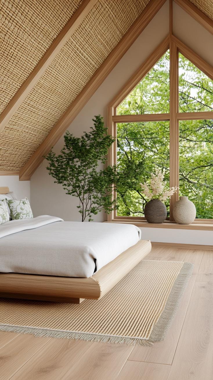 14. Produce a serene Zen atmosphere with tatami mats, low beds, and lush greenery-1