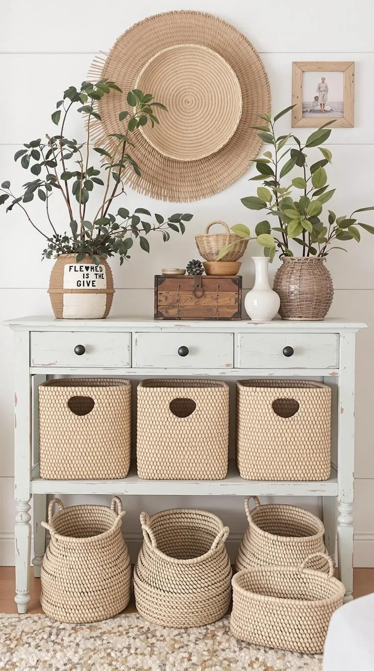 23 Unique Boho Farmhouse Living Room Ideas To Copy 24 8. Reclaimed Retreat: Use second-hand furniture with distressed finishes, setting the stage with pastel walls and natural fiber baskets for storage-0