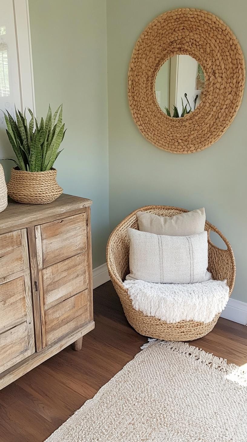 8. Reclaimed Retreat: Use second-hand furniture with distressed finishes, setting the stage with pastel walls and natural fiber baskets for storage-2