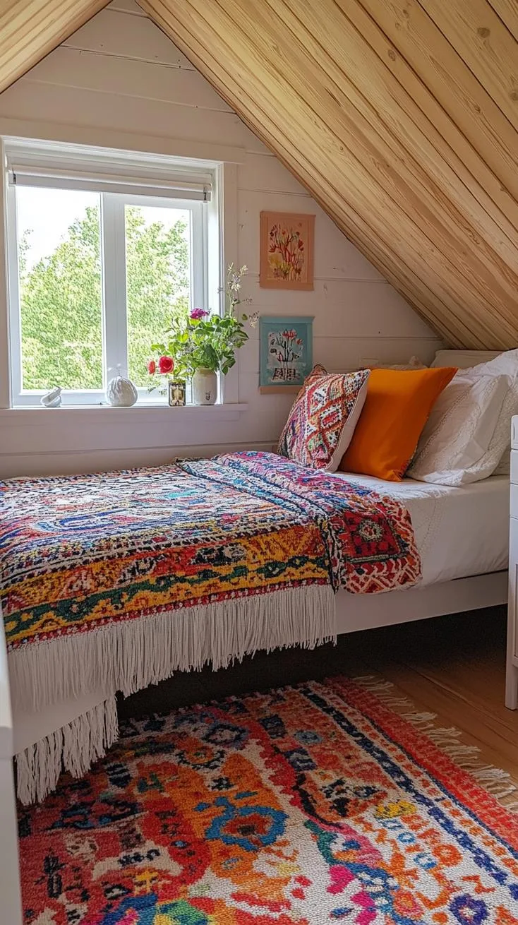 12. Retro 70s Vibe with bold prints, vibrant colors, and vintage decor-1