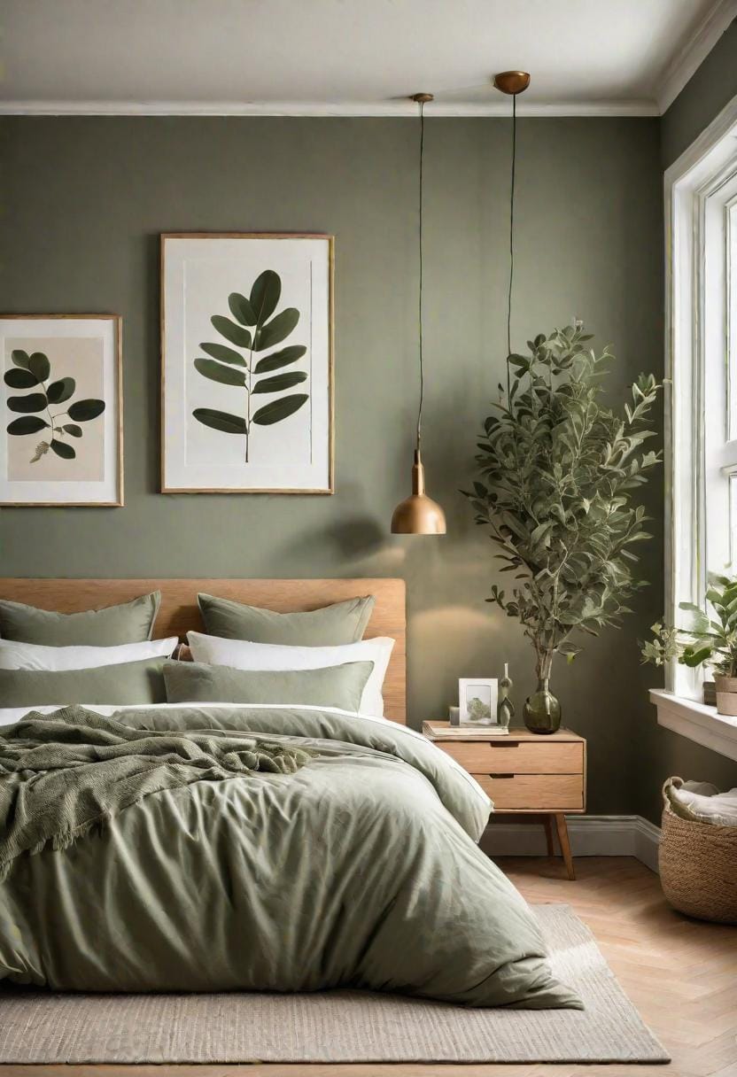 9. Scandinavian-inspired room with soft sage green linens and light oak floors-3