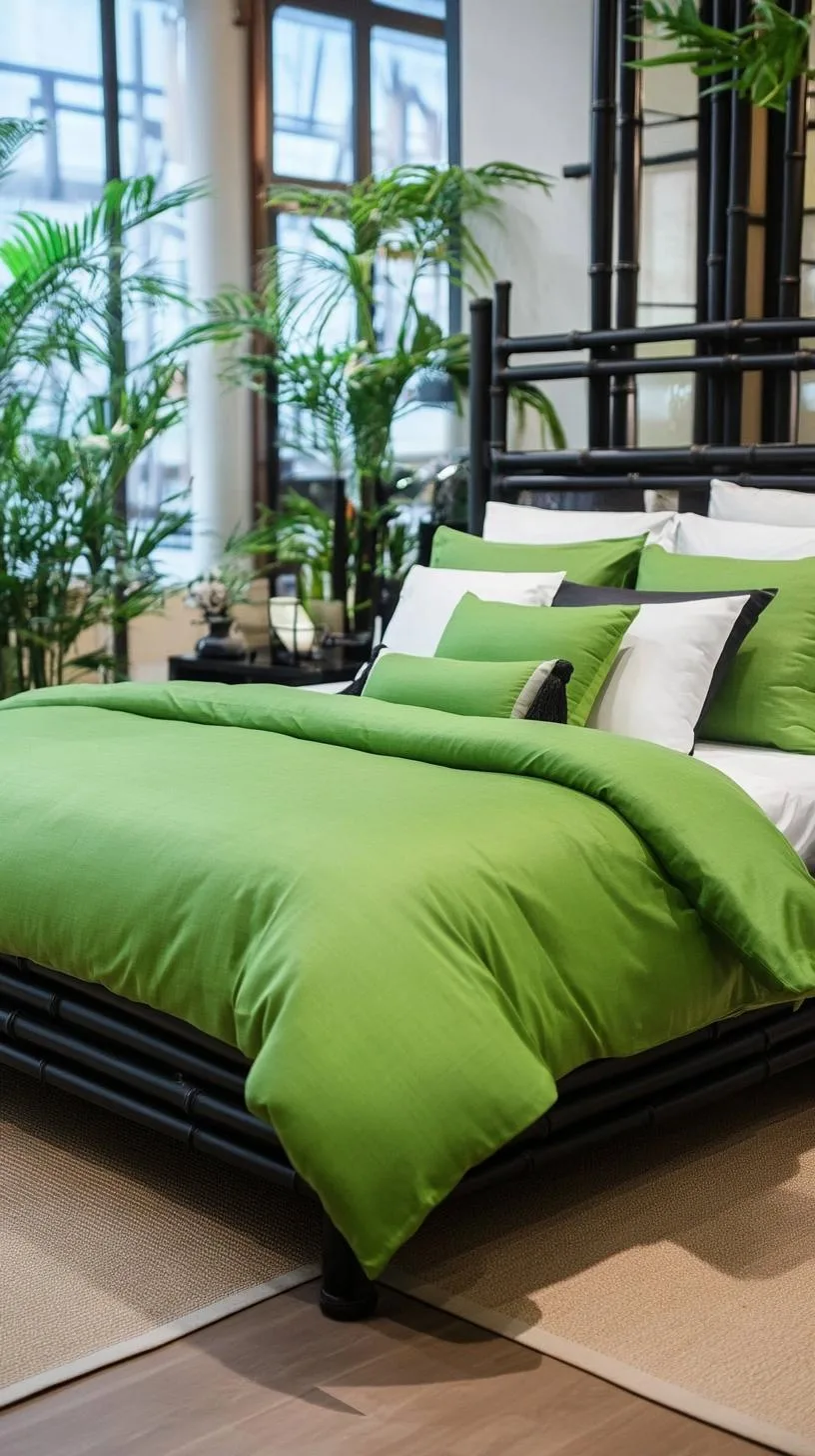 11. Serenity Suite: Utilize black bamboo furniture with jade green linens for calming energy-0