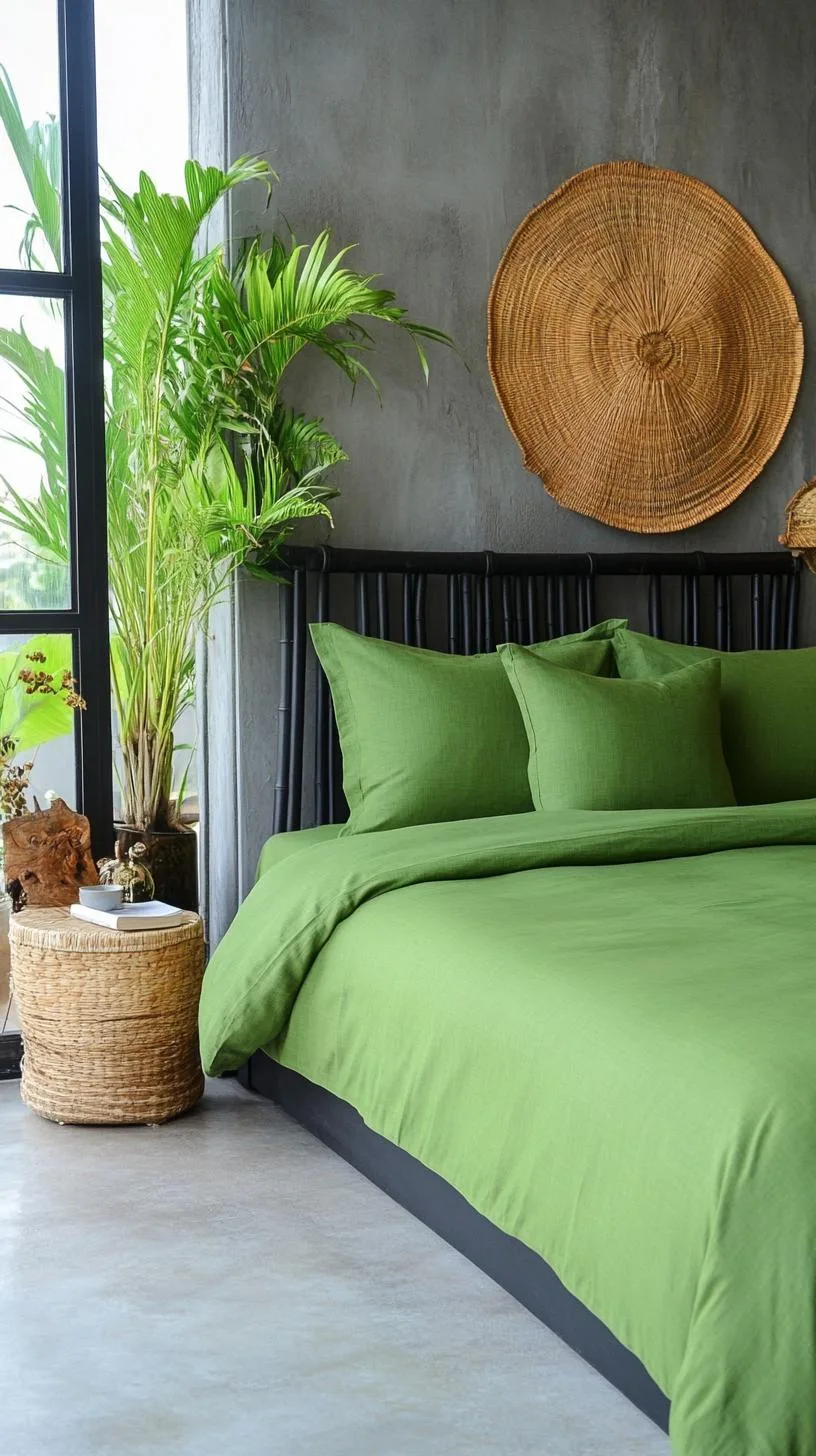 11. Serenity Suite: Utilize black bamboo furniture with jade green linens for calming energy-1