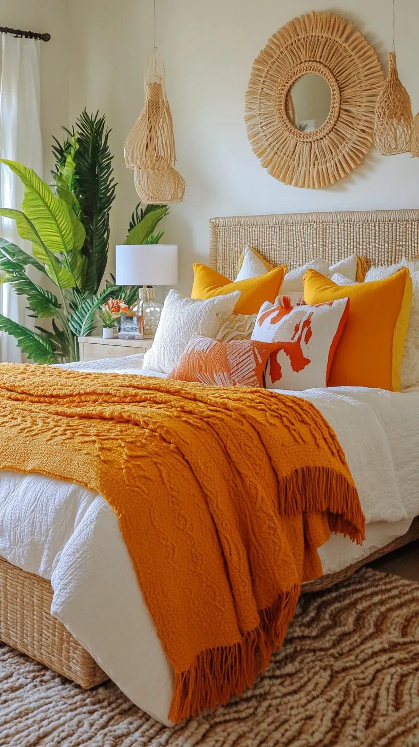 21 Colorful Boho Bedroom Ideas for a Whimsical Hippie Vibe 58 20. Southern Coast Adventure: Combine sunny yellows and deep corals with beachy elements and relaxed, fluid lines-2