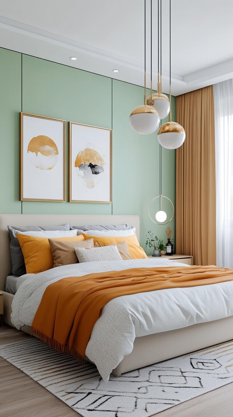 23. Tastefully eclectic design utilizing sage green contrasting against metallics-1