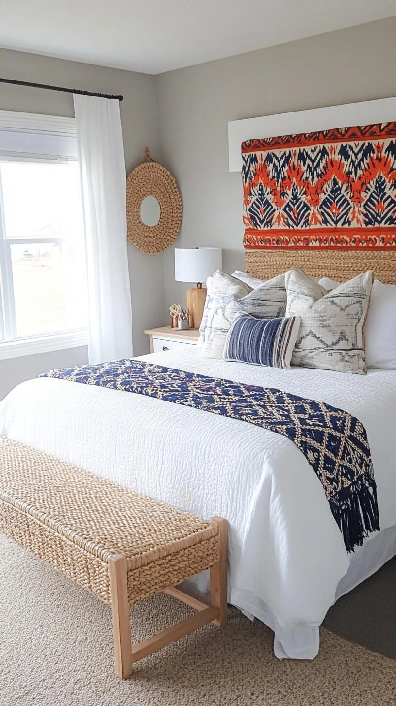 18. Textile Headboard: Transform the room’s aesthetic with a DIY textile headboard in an ikat or batik pattern-1