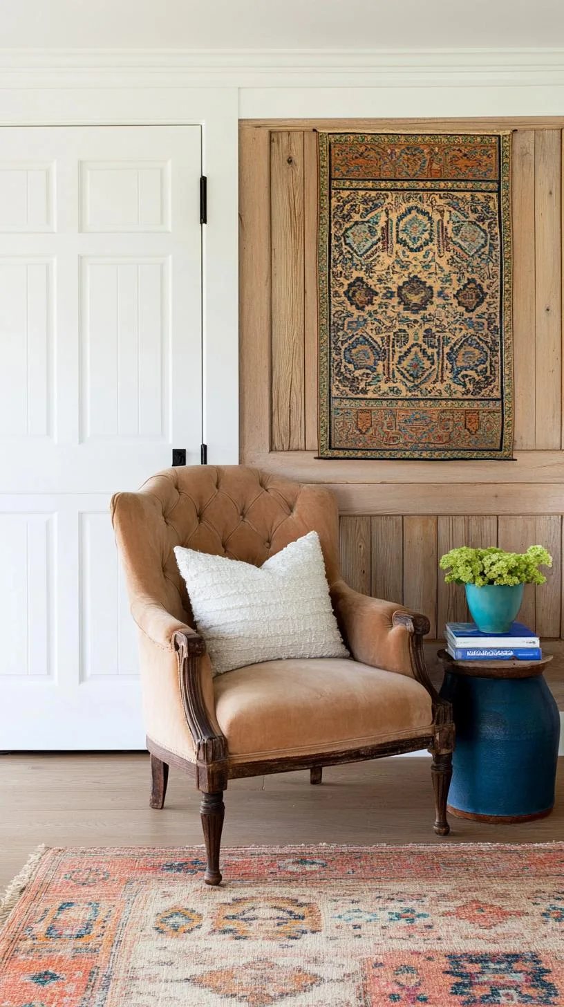 23 Unique Boho Farmhouse Living Room Ideas To Copy 55 18. Textured Tapestry: Use diverse material textures, like chipped-painted furniture with velvety soft furnishings and deeply textured ceramics-0