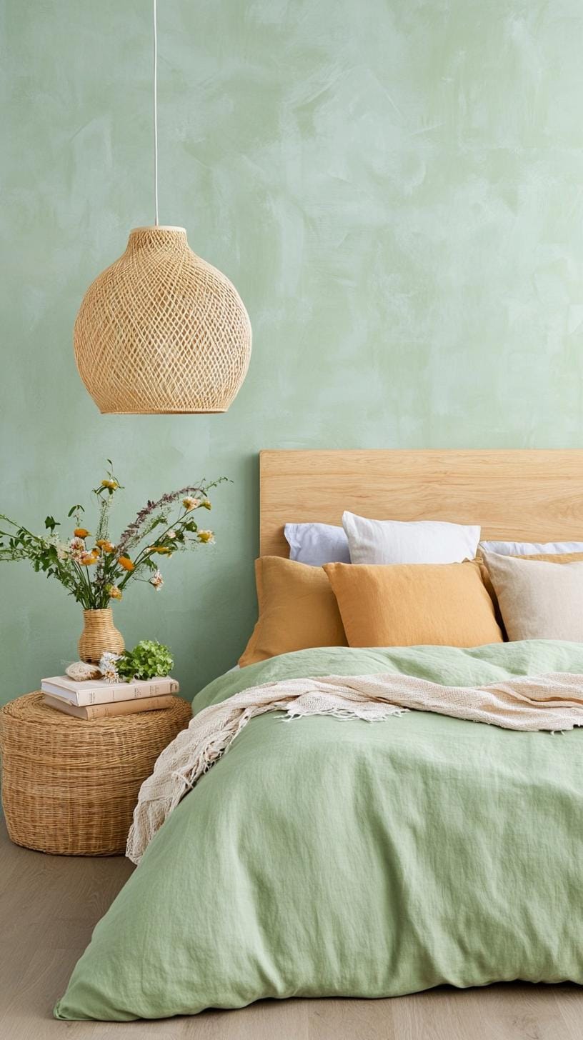 19. Textured Walls: Create depth with a sage green ombre or stucco wall finish-0