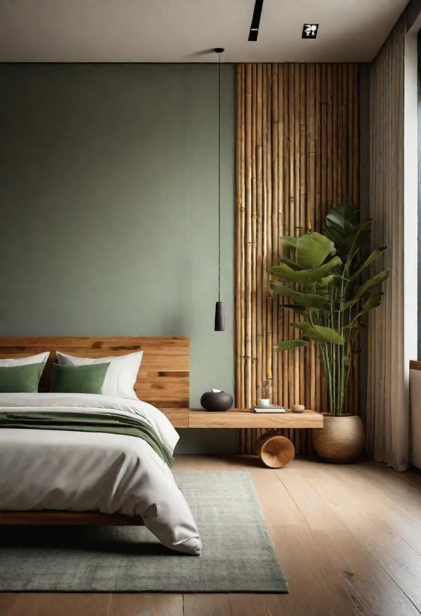 14. Tranquil zen with natural materials, bamboo features, and calming green tones-0